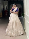 White Colour Polyestar Viscose Border Lehenga With Blouse Dupatta Wholesalers In Delhi